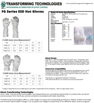 ESD GLOVES- FG2600 Series- Nomex® Static Safe Cleanroom Hot Gloves - 11" - Image 5