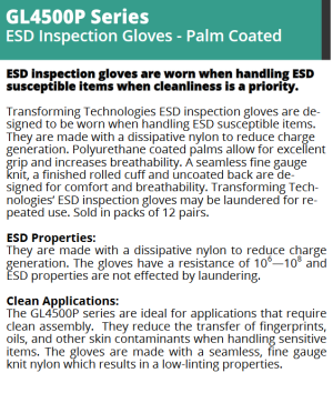ESD GLOVES- GL4500P-ESD Nylon Inspection Gloves- Palm Coated - Image 8