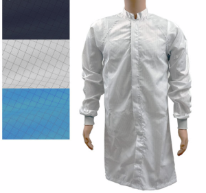 ESD Cleanroom Frock- White, Light Blue, & Navy Blue with Knit Cuffs (JLM6200 Series)