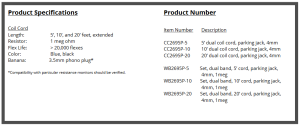 One Snap Dual Wire Coil Cord with Parking Jack: CC2695P Series - Image 3
