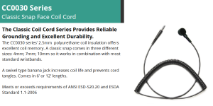 Classic Straight Coil Cord: 6' or 12' Length - 4mm, 7mm or 10mm Snap - Black - Image 3