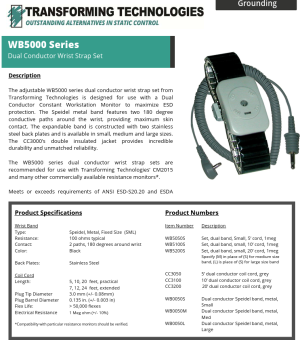 WB5000 Series: Dual Conductor Black Spediel Metal Wrist Strap Set - Image 3