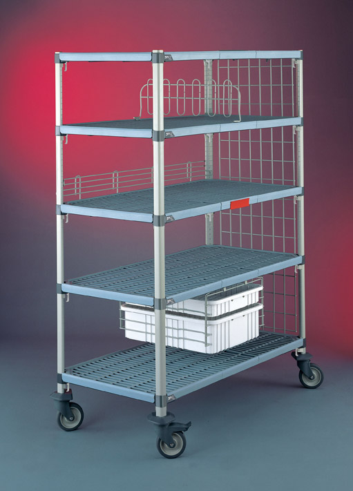 MetroMax i 4-Shelf Industrial Plastic Shelving Mobile Cart, Open